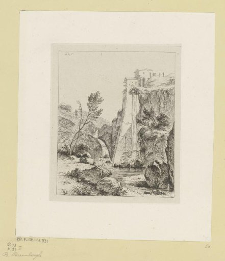 View of a waterfall falling from a high building