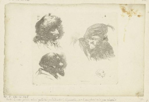 Composition with four heads of men of different ages