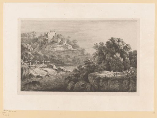 River landscape with a dam at Saint-Fortunat near Saint-Didier
