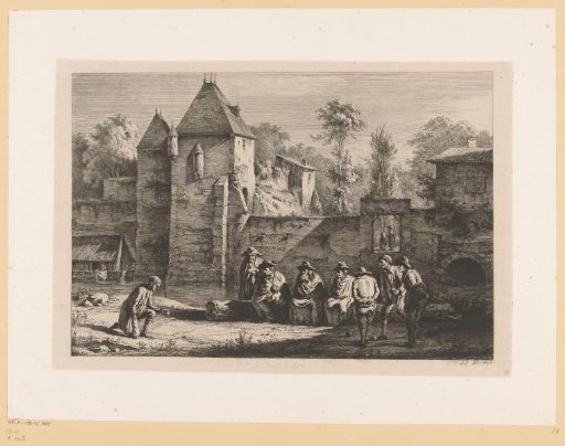 Men playing ball near the old Porte de Vaise in Lyon