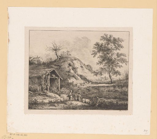 Landscape with figures before a hut