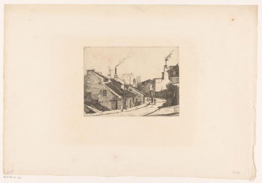 Village street with three figures