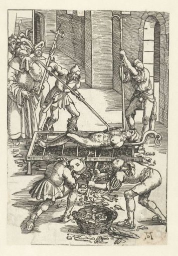 Saint Lawrence being roasted alive at his martyrdom