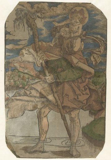 Saint Christopher carries the Christ Child across the river