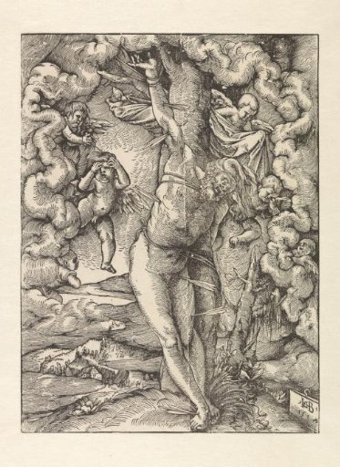 Saint Sebastian bound and with arrows in his body