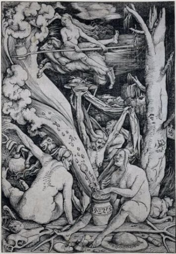 Witches casting spells during a witches' sabbath