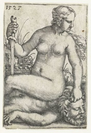 Judith with a Sword Sitting on the Beheaded Body of Holofernes