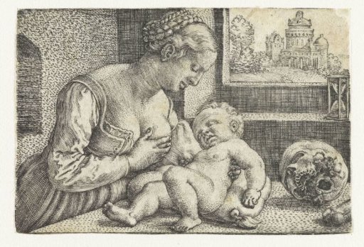 Madonna and Child at the Breast with a Skull