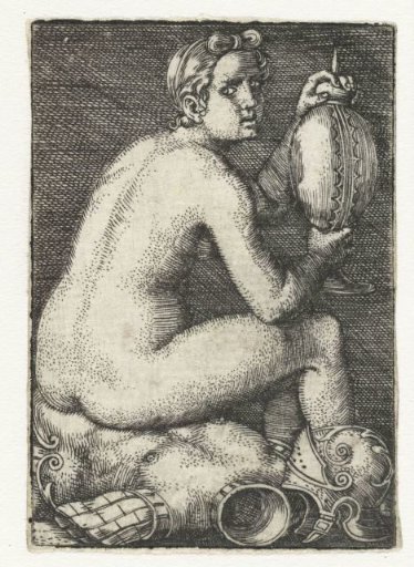 Naked Woman Sitting on Armour
