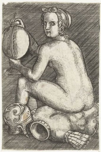 Naked Woman Sitting on Armour