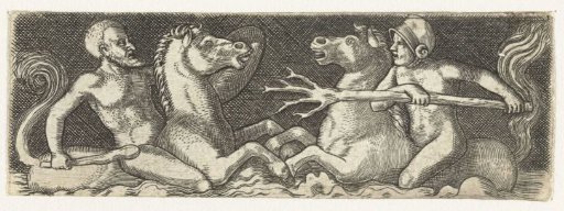 Two Fighting Tritons