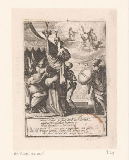 Jezebel attacked by a personification of Piety (Piétas)