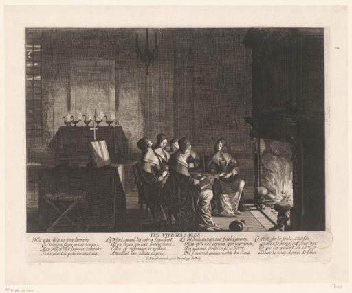 The Five Wise Virgins Resting by the Fireplace