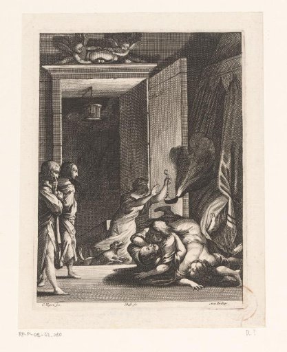 Mélinte and Eurylas find the fallen Corinne, Curion and Palamède