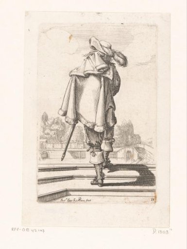 French nobleman seen from the back, dressed according to the fashion of ca. 1630