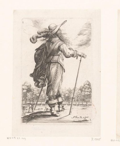 French nobleman, seen from the back, dressed in the fashion of ca. 1630