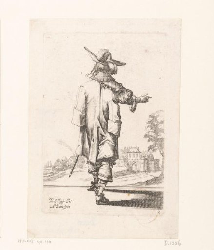 French nobleman, seen from the back, dressed in the fashion of ca. 1630