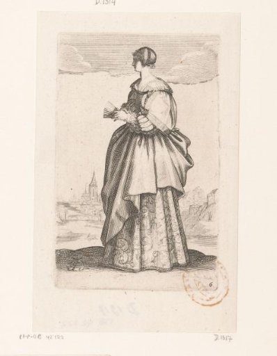 French noblewoman with a folding fan, dressed in the fashion of ca. 1630