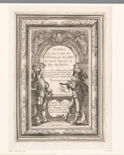 Title print with two royal soldiers at a balustrade