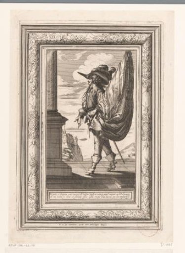Standard-bearer on a dais, dressed in the fashion of ca. 1630
