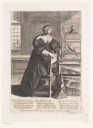 Woman with a Parrot in a Cage
