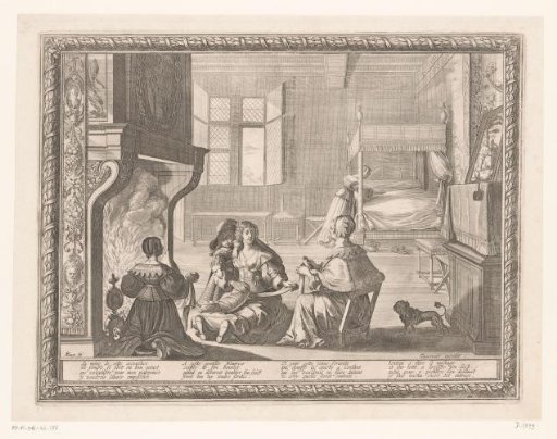 Interior with a Nurse and Baby, a Mother and a Maid around a Hearth