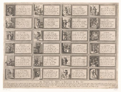 Twenty-four images of a king and his court with text