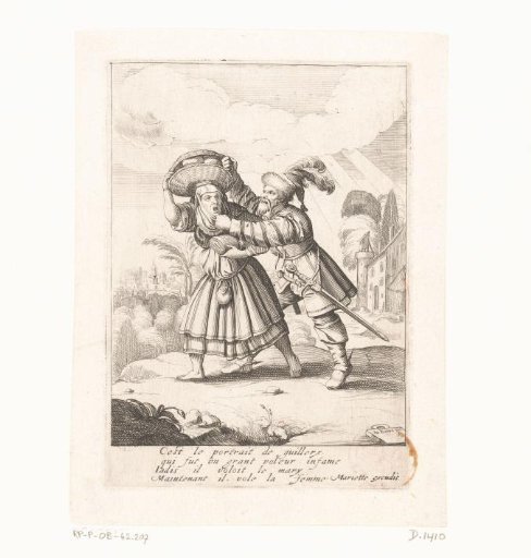 Highwayman attacking a woman