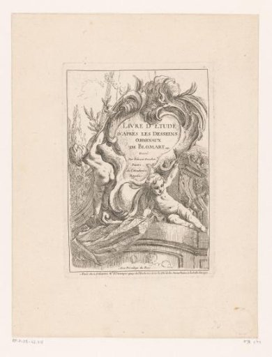 Title print with two putti near a cartouche
