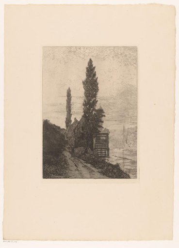 House by a river and a sandy path
