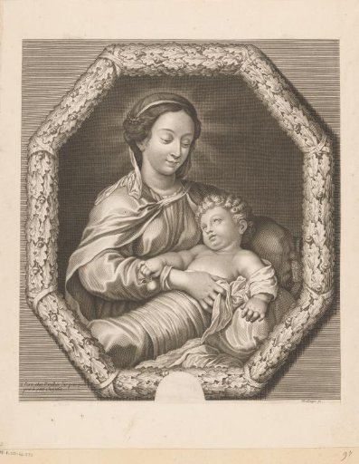 Mary with Child in an Octagonal Frame of Oak Leaves