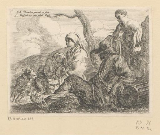 Landscape with resting travellers