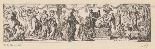 Sacrificial feast with a satyr on a sacrificial block