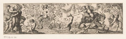 Garden with playing putti, nymphs and satyrs