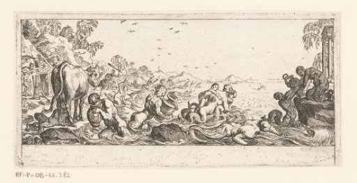 Nereids and tritons with urns on a coast