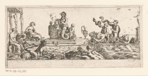Sacrificial ceremony with sea gods, nereids and tritons