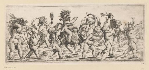 Bacchantic procession with putti