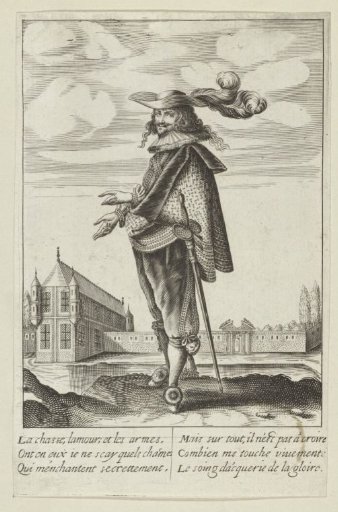 French nobleman in front of a castle