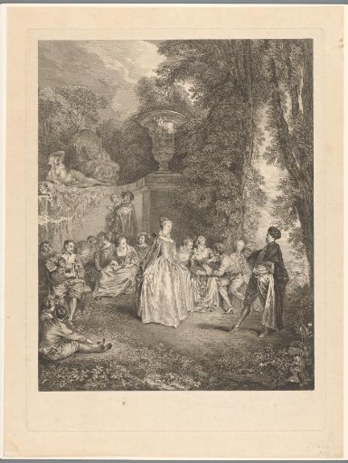 A gallant company in a garden