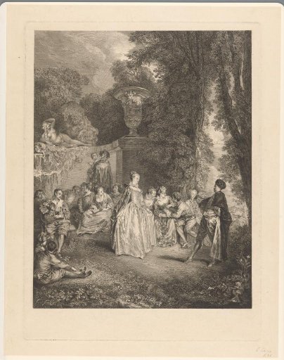 A gallant company in a garden
