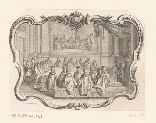 Vignette with a meeting of knights of the Saint-Esprit