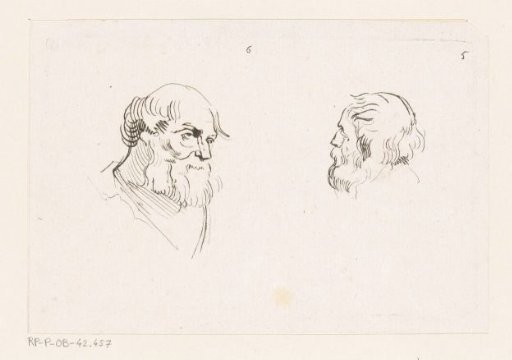 Two heads of men with beards