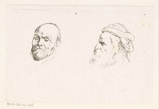 Two heads of men with beards