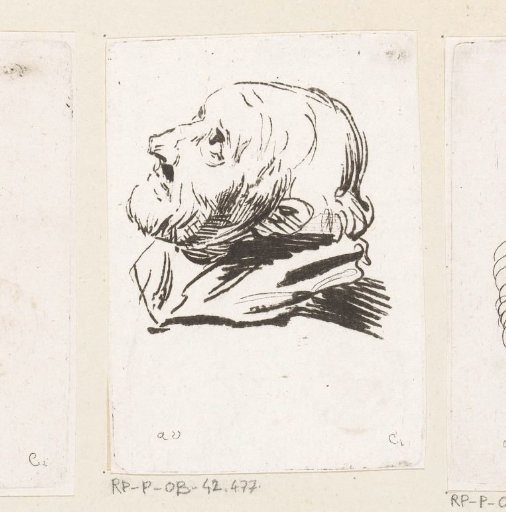 Head of a man looking upwards