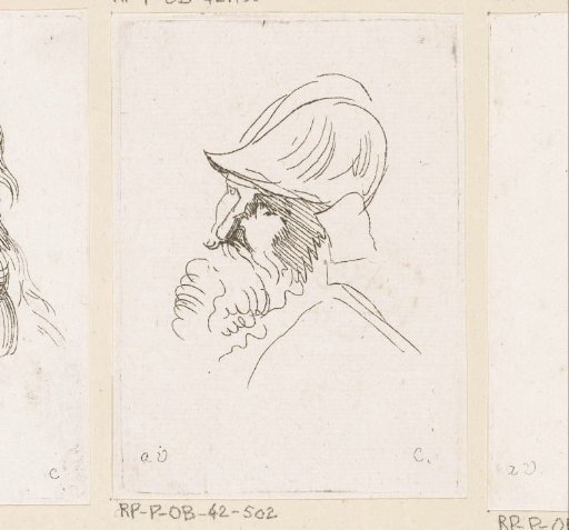 Head of a man with a helmet