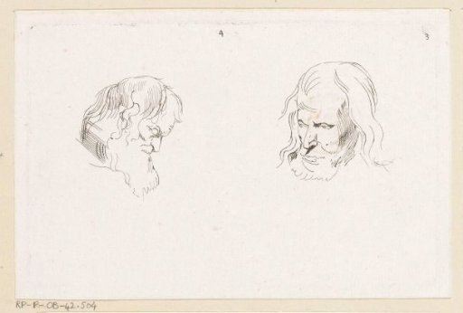 Two heads of men with beards