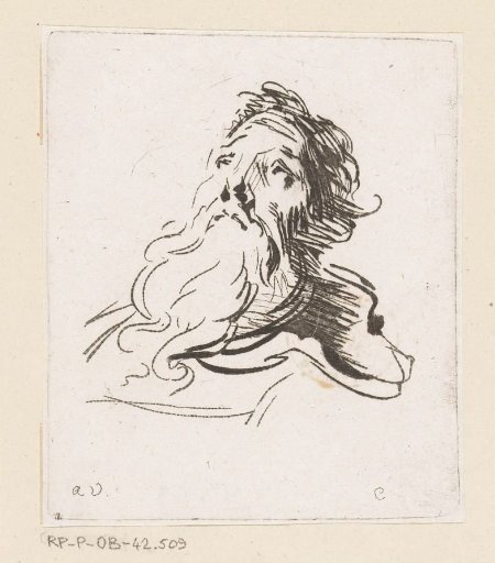 Head of a Man Looking Up with a Beard