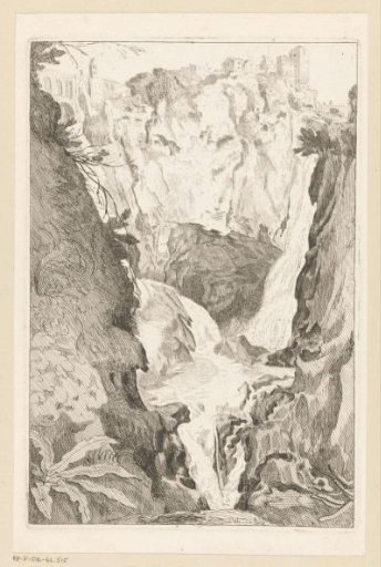 Waterfall with a city at the top