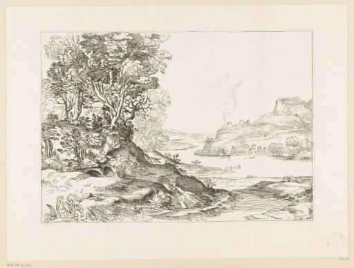 River landscape with a building in the distance from which smoke rises