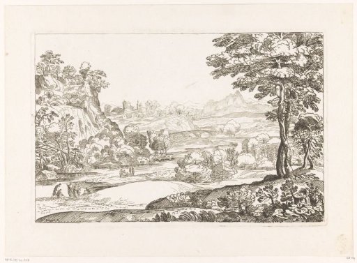 Landscape with a river and a bridge with three arches